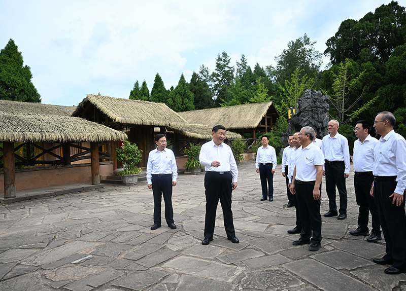 7月25日至27日，中共中央總書記、國(guó)家主席、中央軍委主席習(xí)近平在四川考察。這是25日下午，習(xí)近平在廣元市劍閣縣翠云廊考察。